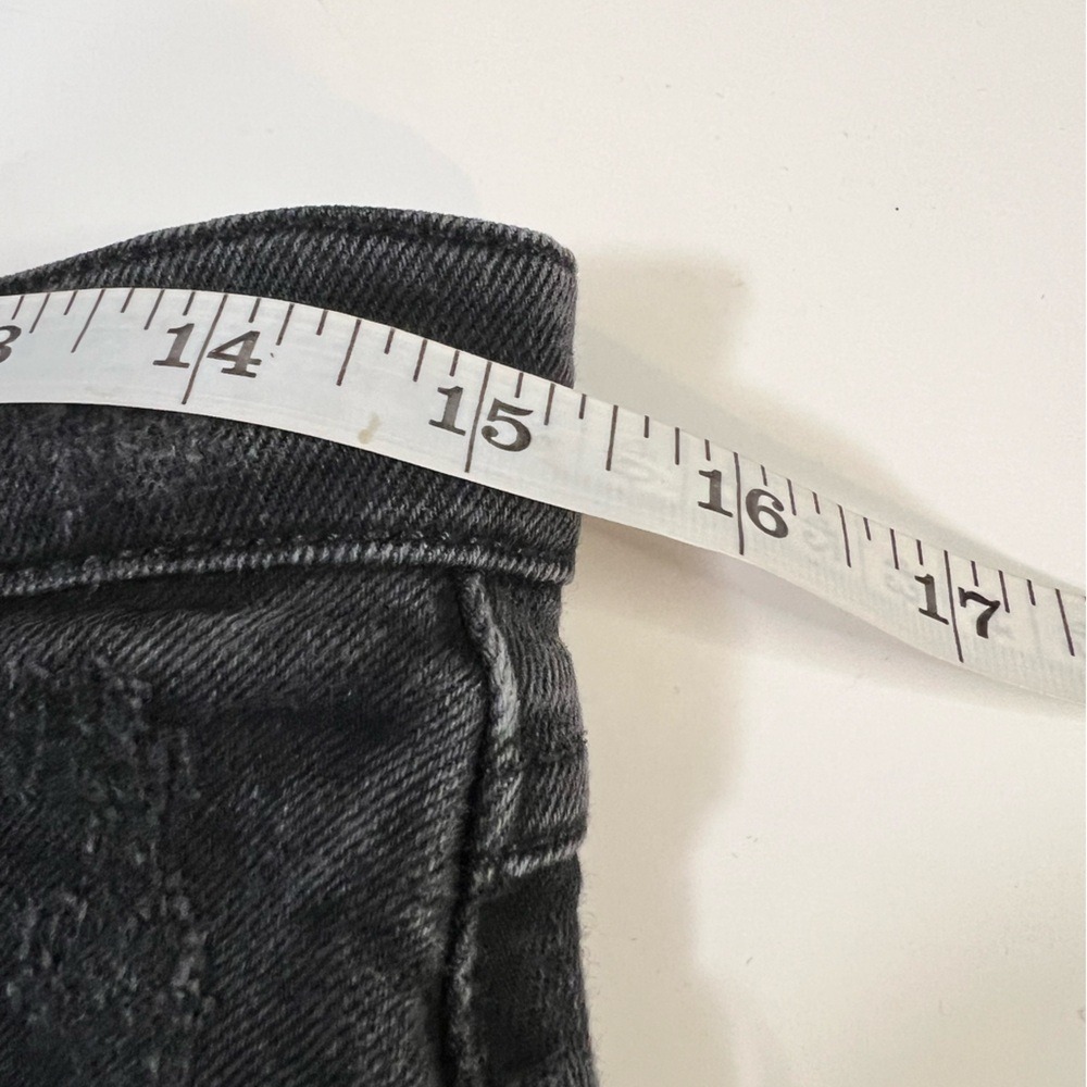 River Island Petite Black Wash High Rise Distressed Raw Hem Straight Leg Jeans - Picture 6 of 15